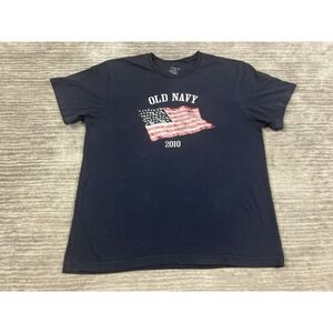 Old Navy Shirt‎ Mens XL Blue Flag Graphic 2010 Short Sleeve Cotton